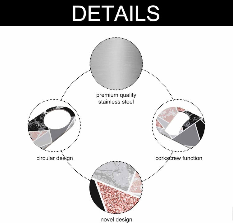Marble Stainless Steel Bottle Opener Geometric Shapes Marble Black Grey Pink Triangle Fashion Simple Style Flat Beer Bottle Opener Keychain for Home Kitchen Bar Restaurant Party Birthday Gift