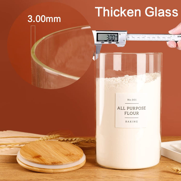 1 Gallon Large Glass Food Storage Containers With Airtight Bamboo Lid