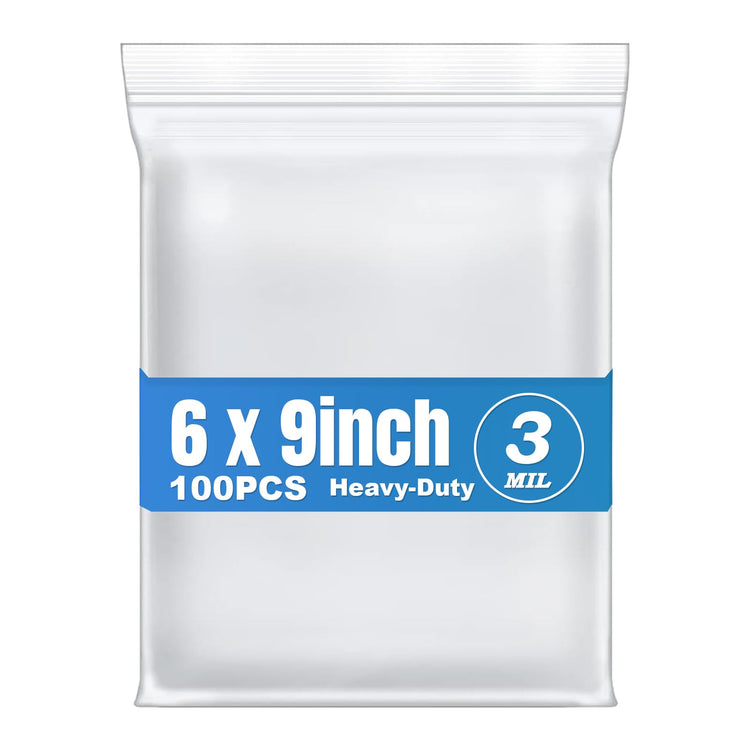 100Pcs 6"x9" Thick 3Mil Clear Zip Seal Lock Poly Reclosable Plastic Bags (100 Count)
