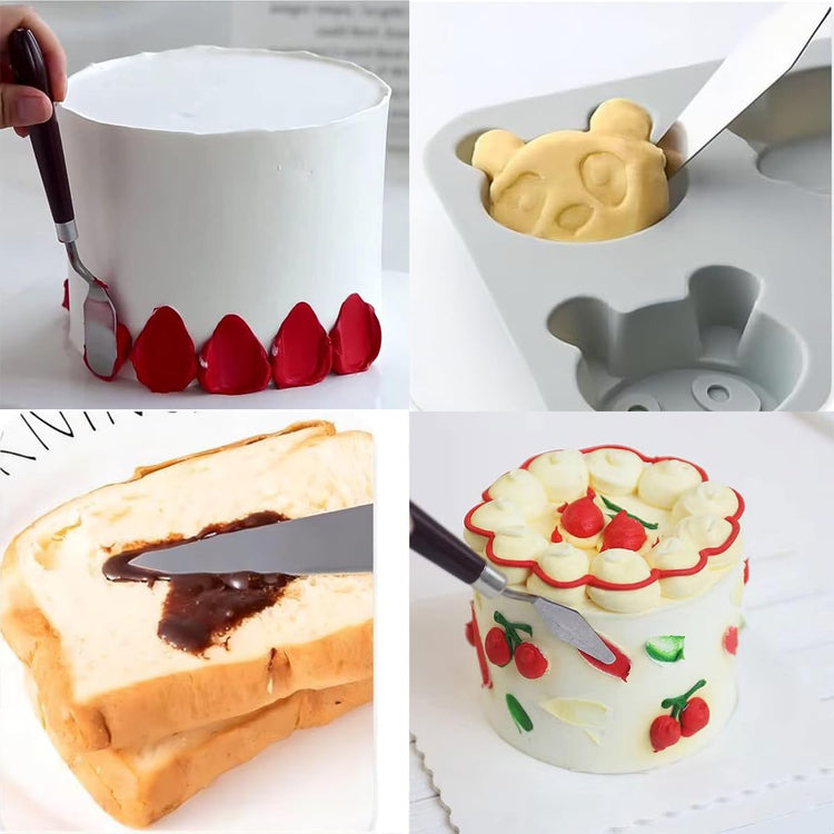5pcs Stainless Steel Cake Cream Spatula Frosting Baking Pastry Tool Shovel Cake Painting Scraper Decorating Spatula Mixing Set Icing Oil Painting Cream Toner Tool for Fondant Chocolate (5 Count)