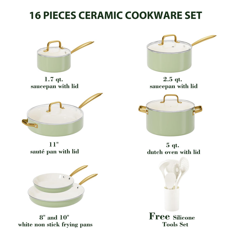 Pots and Pans Set Non Stick Ceramic Cookware Set with Utensils Set
