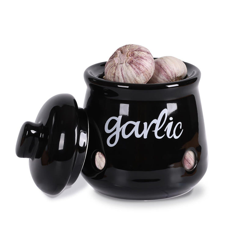 Ceramic Mini Garlic Saver Container for Countertop (12 Ounce)