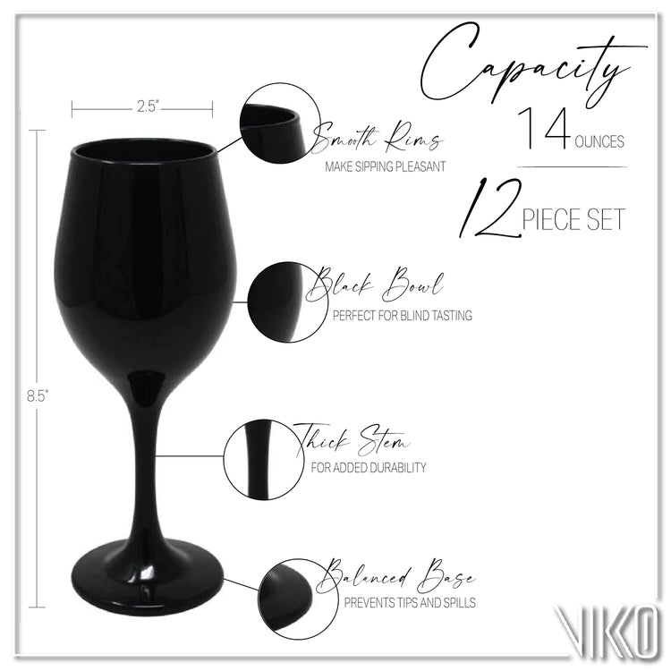 Black Wine Glasses Set of 6 Glasses Drinking Set Wine Glass (6 Count)