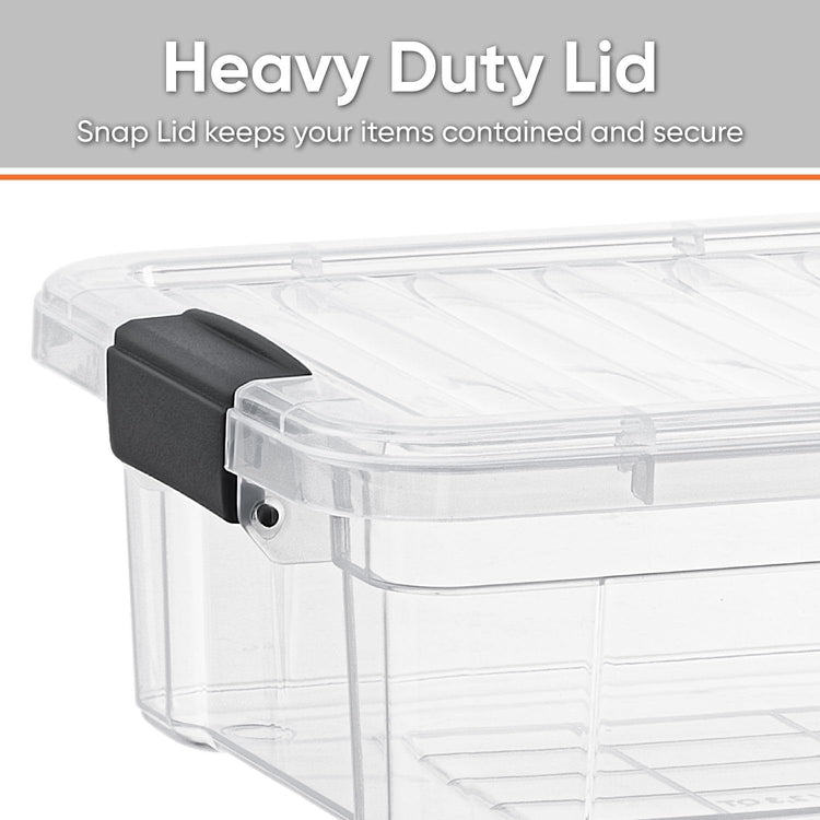 Superio Storage Bins with Lids- 4 Pack, 7.4 Qt Clear Boxes for Organizing, Stackable Plastic Containers- BPA Free, Non-Toxic, Odor Free, Organizer for Home, Office, Dorm