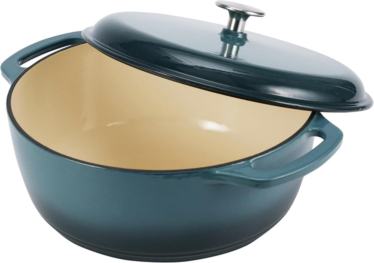 Amazon Basics Cast Iron Dutch Oven Pot with Lid, Enameled, Round, Dual Handles, Heavy-Duty, Large, 7.3-Quart, Gray - Nestoria
