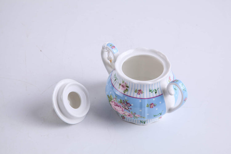 Porcelain Teapot Sugar Bowl and Cream Milk Jug Shabby Chic Vintage Floral in Gift box 40oz