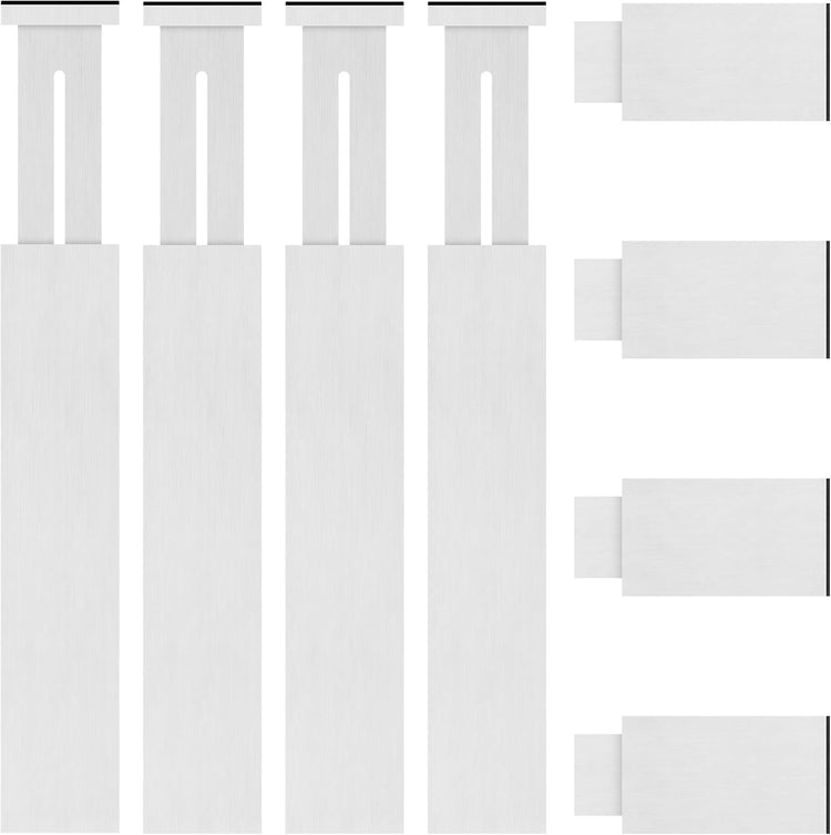 FJO 4 Pack Adjustable Bamboo Drawer Dividers - 12.5" - 21.7" Expandable Drawer Separators for Kitchen, Utensils, Clothes, Bedroom, Dresser, Bathroom (White)