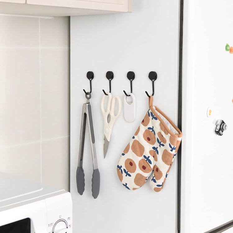 Magnetic Hooks,Heavy Duty 304 Stainless Steel Magnet Hooks for Cruise Refrigerator Grill,Strong Magnet with Hooks for Home Kitchen,Garage Toolbox Key Holder,4pack (Black,1.3in-1 40Lbs)