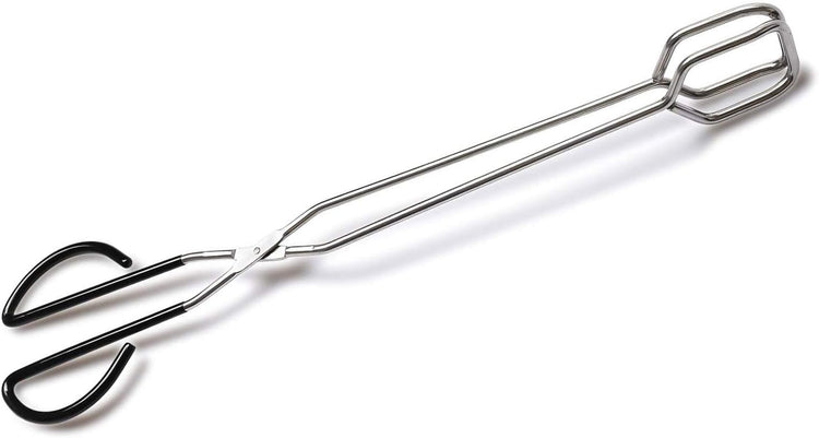 16 Inch Extra Long Stainless Steel Kitchen Scissor Tongs, Non-Slip Comfortable Red Grip, Heat Resistant for BBQ and Cooking