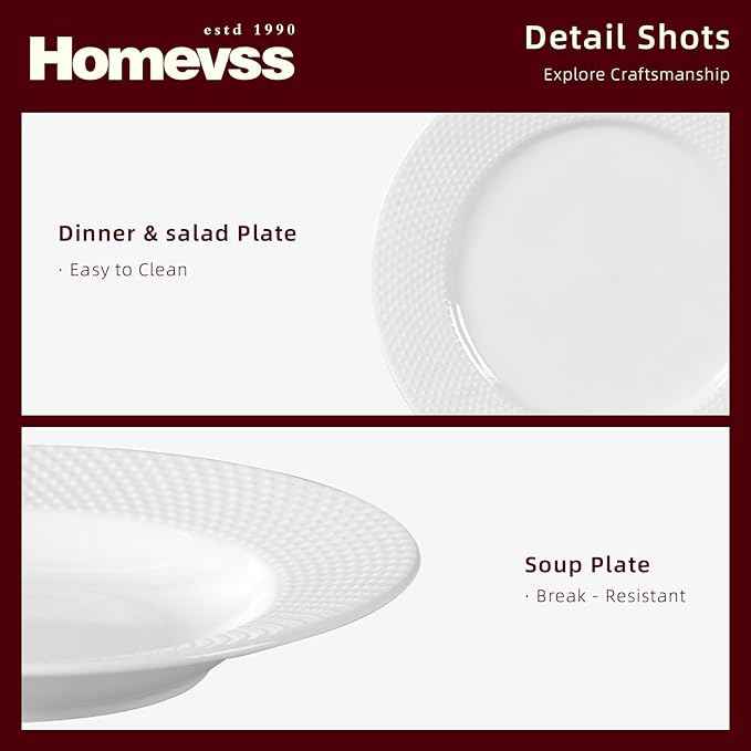 HomeVss, New Bone China Embossed Rain Drops 40pc Dinnerware Set