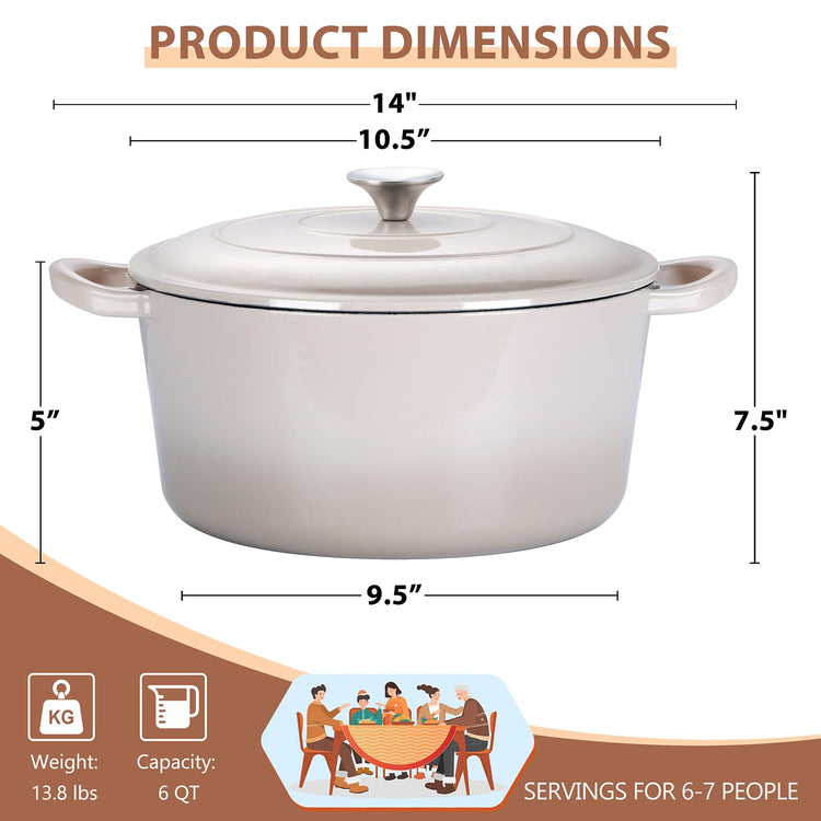 6 Quart Enameled Cast Iron Dutch Oven