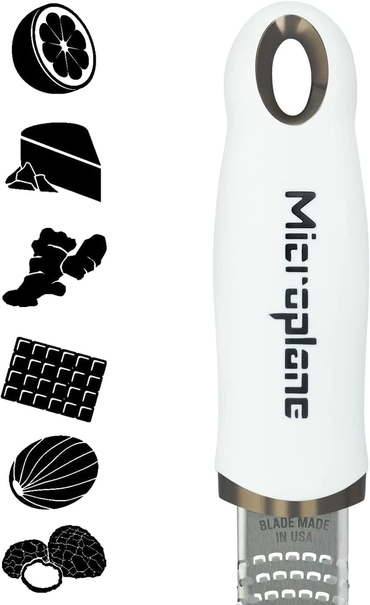 Microplane Premium Classic Citrus Zester Tool and Parmesan Cheese Grater - White