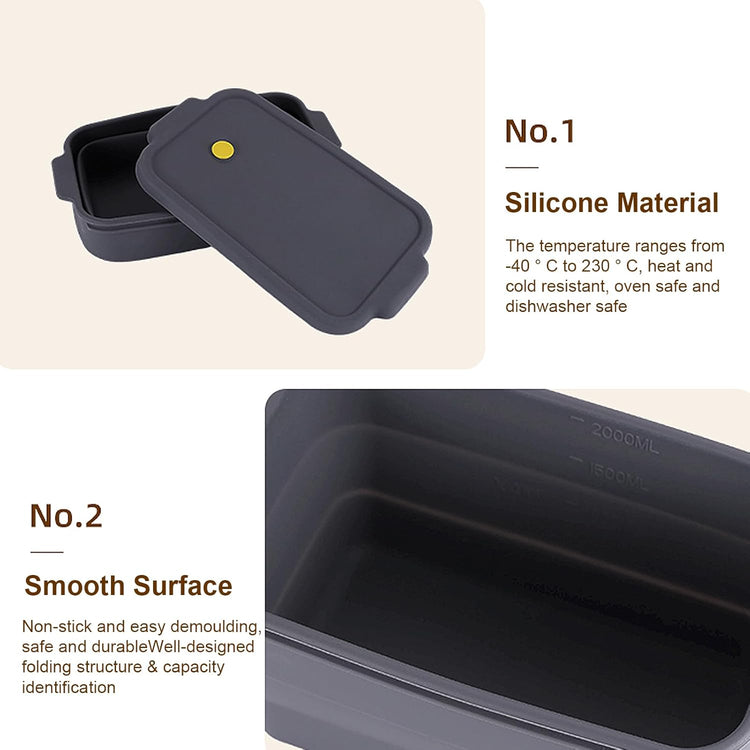 Silicone Bread Pan with Lid, Nonstick & Heat Resistant Foldable Bread Pan, Bread Mold for Baking, Bread Baking Pan, Bread Pans for Homemade Bread, Pullman Loaf Pan for Baking Bread
