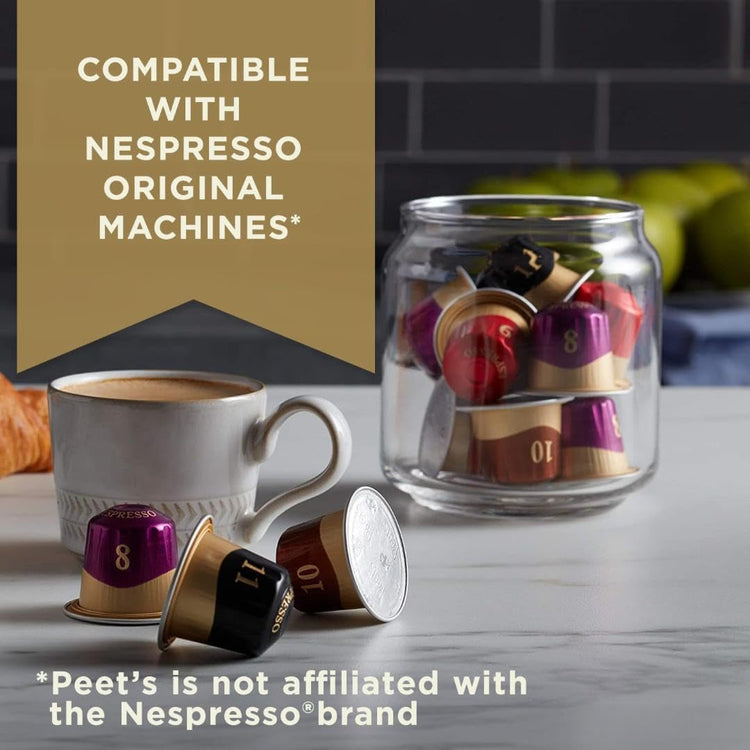 Peet's Coffee, Dark Roast Espresso Capsules, Compatible with Nespresso Original Machine - Nerissimo Intensity 11, 50 Count (5 Boxes of 10 Espresso Capsules)