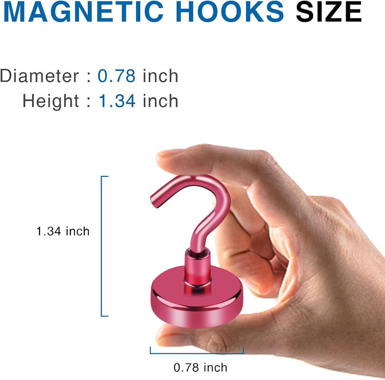 LOVIMAG Cruise Essentials, 40Lbs Red Cruise Magnets, Magnet Hooks for Cruise Cabin,Strong Magnetic Hooks for Hanging Cruise Lanyard, Fridge, Ceiling, 6 Pack