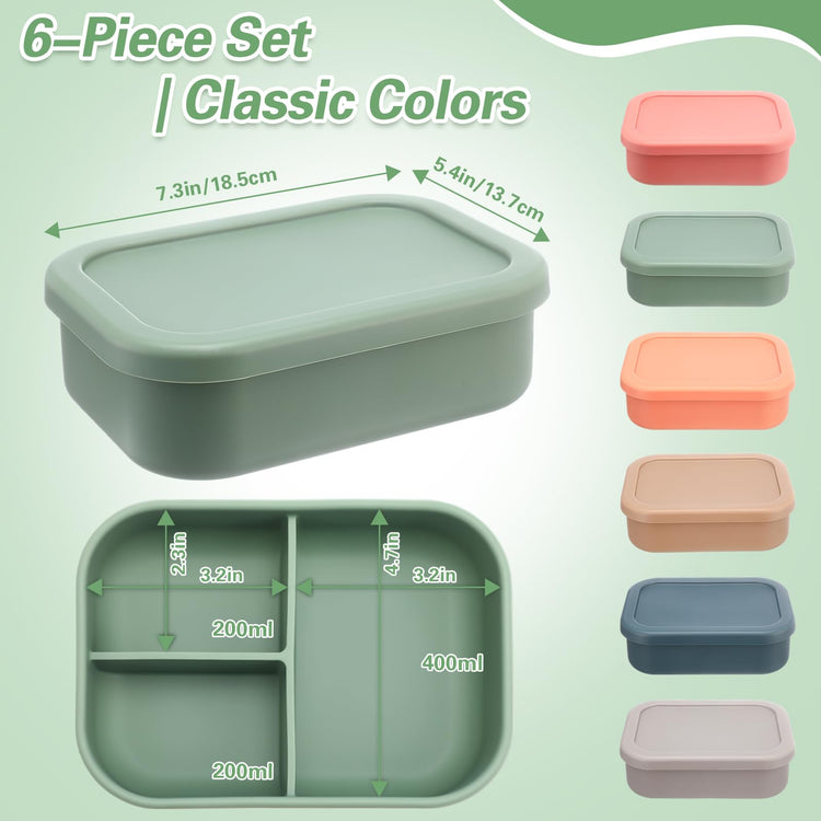 6 Pcs Silicone Bento Boxes (6 Count)