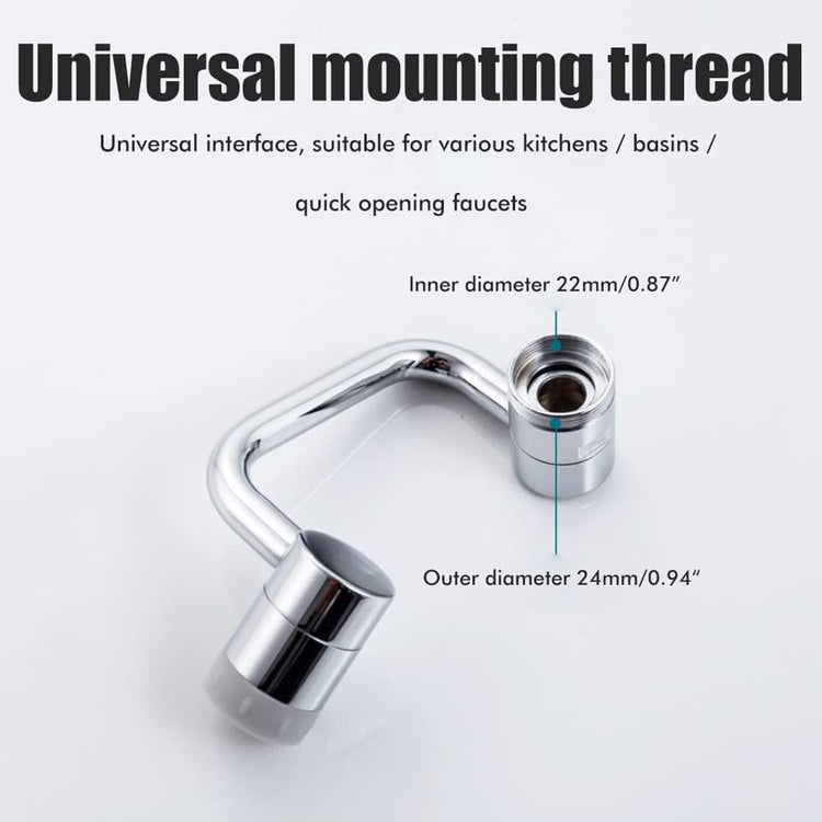 LikeHome 2 Packs Matte Black Rotating Faucet Extender Aerator, Solid Brass, Chrome Finish, Dual-Function 2-Flow Sprayer, 1080 Swivel, Easy to Install, WaterSense, NSF 61