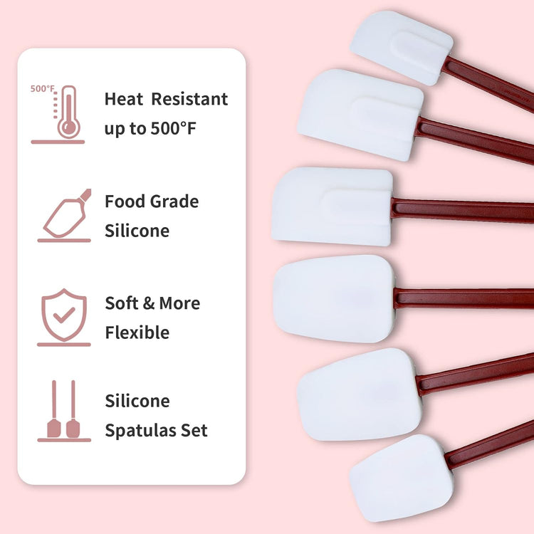 13.5 INCH Silicone Spatulas Heat Resistant Heavy Duty Rubber Spatulas Commercial Spatulas Set for Kitchen Use Silicone Cooking Utensils Sets of 2