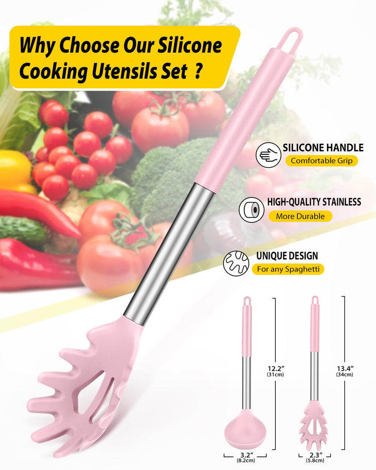 Silicone Pasta Fork and Ladle Spoon Set (2 Count)