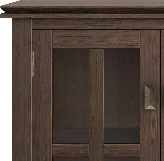SIMPLIHOME Artisan SOLID WOOD 30 Inch Wide Contemporary Low Storage Cabinet in Farmhouse Brown, For the Living Room, Entryway and Family Room