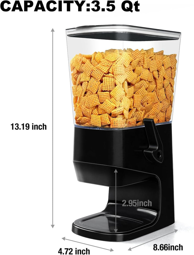 Cereal Dispenser Countertop Wath Bowls and Spoons Cereal Containers Storage for Pantry Snack Organizer Dry Food Storage Container with Lid for Kitchen Organization Oatmeal Nut Granol(Black 1 pack )