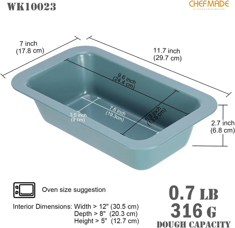 CHEFMADE Bread Loaf Pan, 9.6" x 5.3" Nonstick Meatloaf Pan, Bakeware for Oven Baking,Homemade Bread (Green)