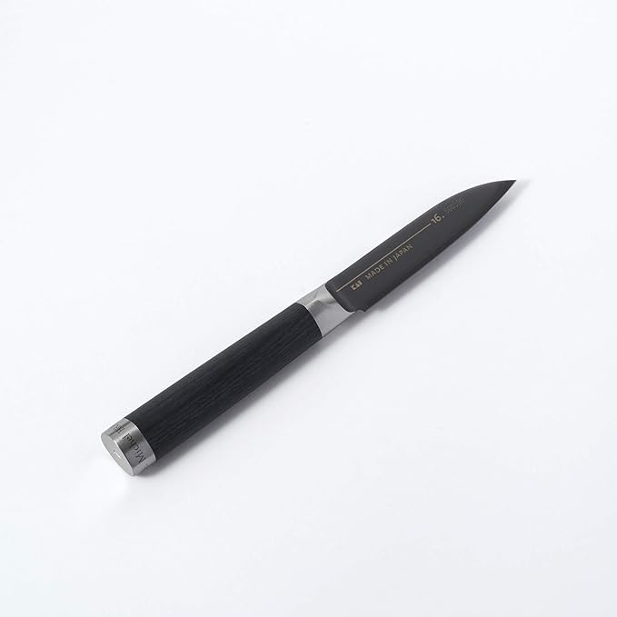Michel BRAS No. 1 Paring Knife, 3” Handcrafted Vegetable and Fruit Knife, 3 Layer Stainless Steel Blade, Black Pakkawood Handle, Small Kitchen Tool for Peeling and Cutting