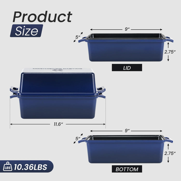 2 in 1 Enameled Cast Iron Bread Pan with Lid