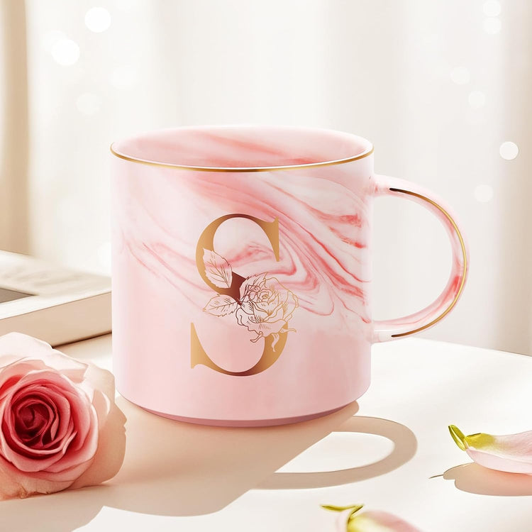 Personalized Gifts for Women Coffee Mug, Initial Customized Gift Monogrammed A-Z Coffee Mug 12 OZ, Christmas Anniversary Birthday Gifts for Women Mom Grandma Friend Sister Wife(S)
