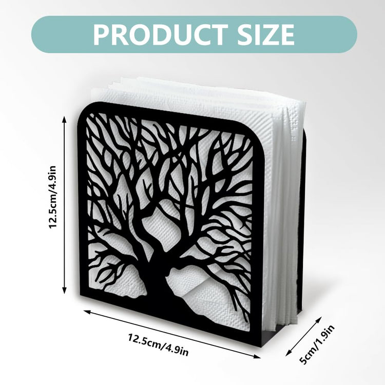 Tree Trunk Black Metal Napkin Holder for Table 4.9" x 4.9" x 1.9"