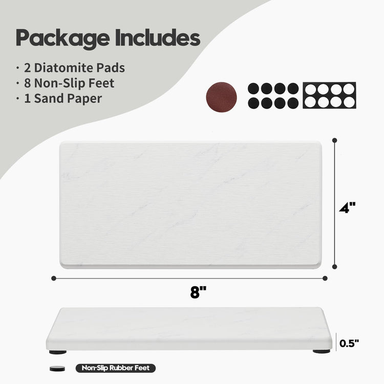 2PCS Diatomite Marble Stone Drying Mat for Kitchen Counter (2 Count)