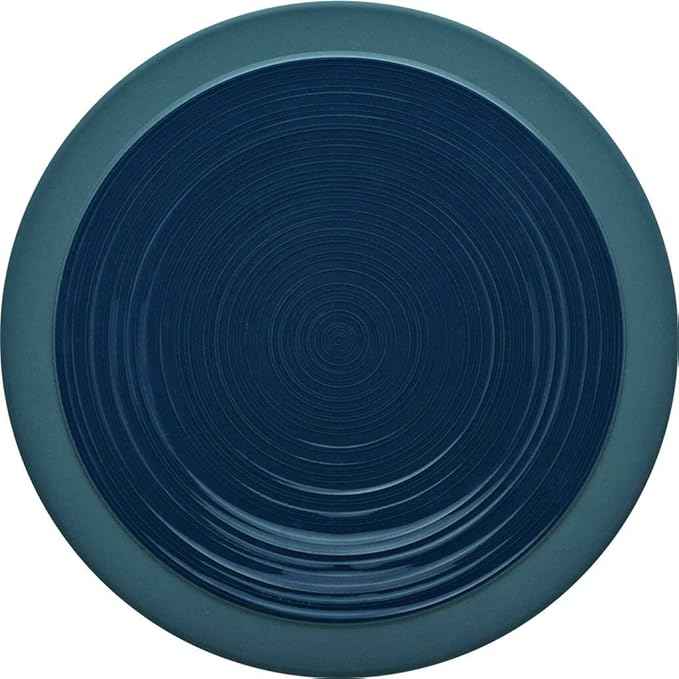 DEGRENNE Bahia French Dinner Plate Set - Luxury Stoneware Dish Set for 4, Modern Ceramic Dishware for Kitchen, Made in France, Microwave Safe, Dishwasher Safe, 26cm - Bluestone