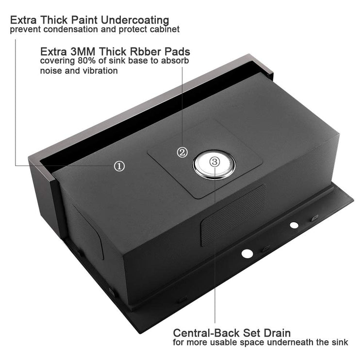 30 Inch Black Farmhouse Kitchen Sink Drop In