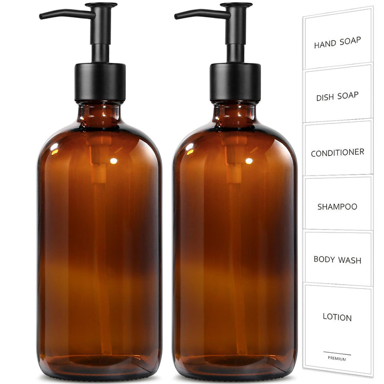 Amber Glass Soap Dispenser (2 Count)