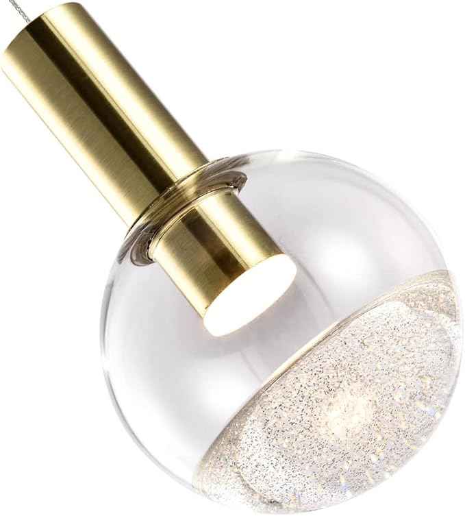 VONN Lighting Sienna VAP2181BRS 5" Integrated LED ETL Certified Height Adjustable Pendant Light with Globe Shade, Brass