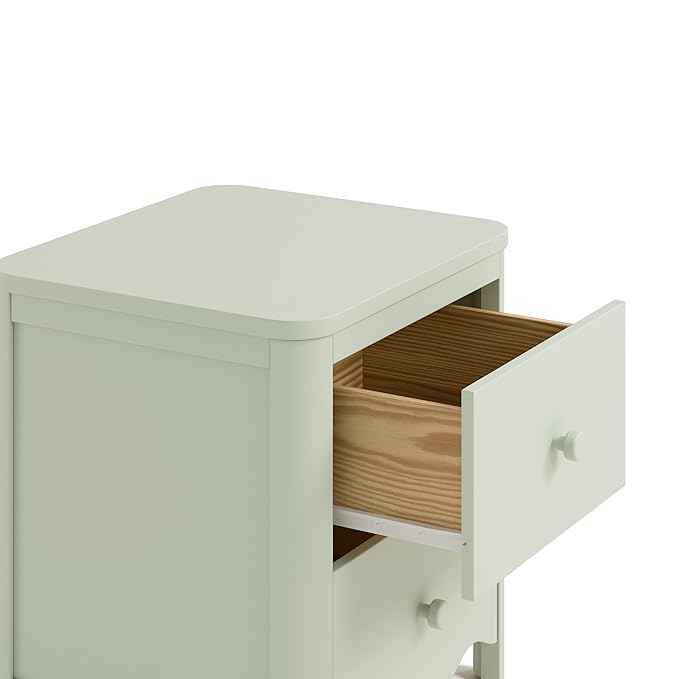 Storkcraft Casablanca 2 Drawer Nightstand (Sage) - GREENGUARD Gold Certified, Storage for Kids Bedroom, Premium Wood Nightstand with Elegant, Iconic Wave Detailing and Rounded Posts