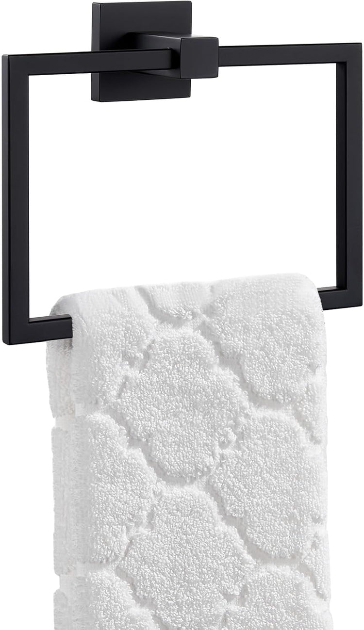Bathroom Swivel Towel Ring Matte Black, Angle Simple SUS 304 Stainless Steel Hand Towel Holder for Wall Mount, 7.09 Inches