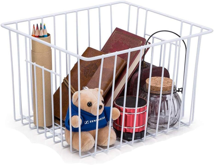 SANNO 11“ Freezer Baskets Storage Organizers, Farmhouse Organizer Bins for Cabinets, Pantry, Closets, Bedrooms