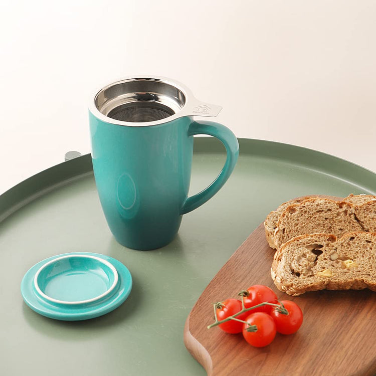 Sweejar Porcelain Tea Mug with Infuser and Lid