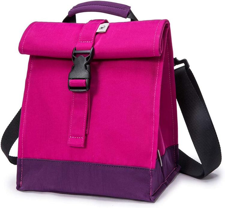 SUNNY BIRD Insulated Lunch Bag Rolltop Lunch Box Tote Lunchbox Bag for Women, Girls, Teens and Kids (Purple)