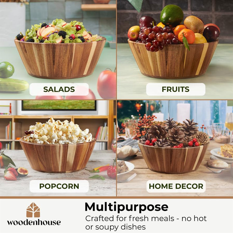 Wooden Salad Bowl Set of 3 (Round / 3 Piece)