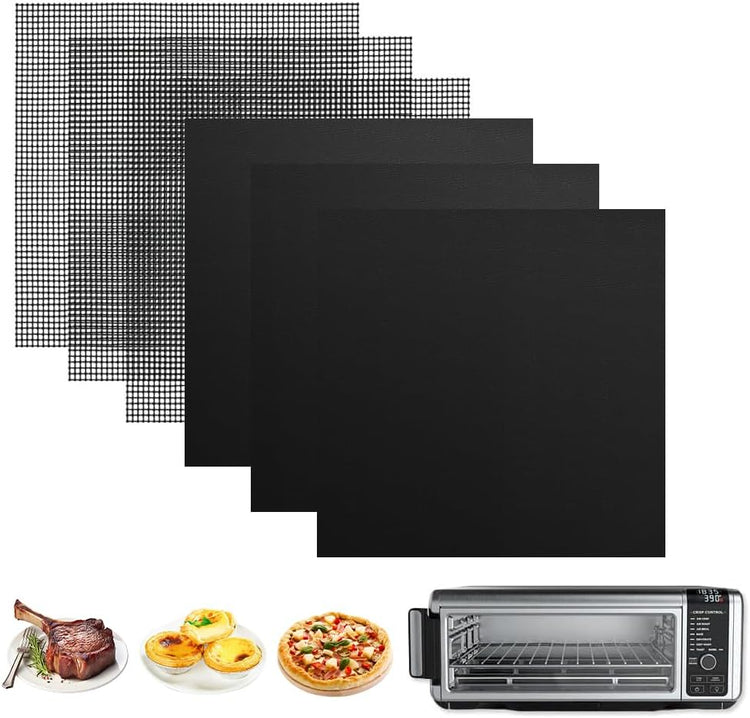 for Ninja Reusable Air Fryer Liners 12x12inch, Oven Liner for Bottom of Toaster Oven, 3x Liners + 3x Mesh Sheets, Non-Stick Baking/Microwave/Grill Mat,450ยฐF,Pre-Cut Square for SP101/SP201/SP301/SP351