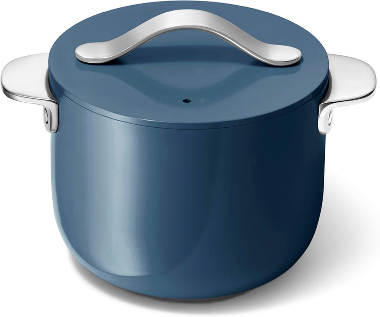 Caraway Petite Cooker - 2 Qt Ceramic Coated Pot - Free From Forever Chemicals - Perfect for Rice, Grains, or Sauces - Navy - Nestoria