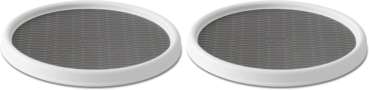 Copco Basics Non-Skid Pantry Cabinet Lazy Susan Turntable, 12-Inch, White/Gray (Pack of 2)
