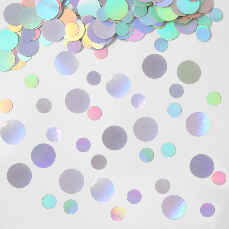 400PC Circle Dots Iridescent Confetti for Birthday Decorations Round Table Scatter for Wedding Baby Shower Bachelorette Bridal Shower Party Supplies (400 Count)