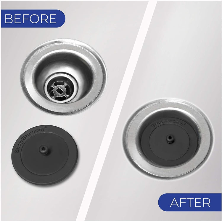 Kitchen SinkShroom Clog-Free Kitchen Sink Drain Strainer with Stopper - Sink Protector for Kitchen Sink, Stainless Steel, Matte Black