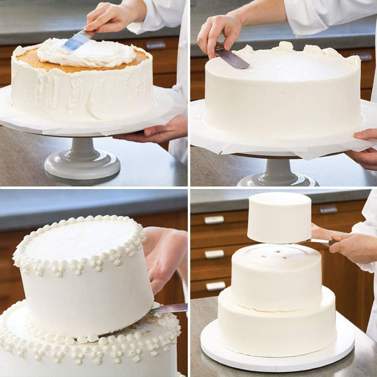 4PCS Straight Cake Icing Spatula Set 4” 6” 8” 10”with Wooden Handle (4 Count)