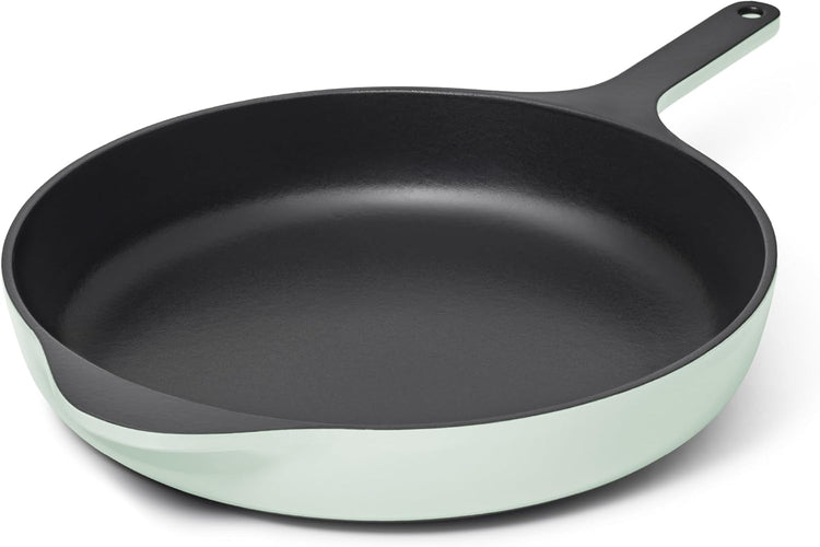 Caraway Cast Iron Skillet - 12” Enameled Cast Iron Pan With 3 Layer Enamel Coating - No Seasoning Required - Compatible With All Stovetops - Free From Forever Chemicals - Light Mist - Nestoria