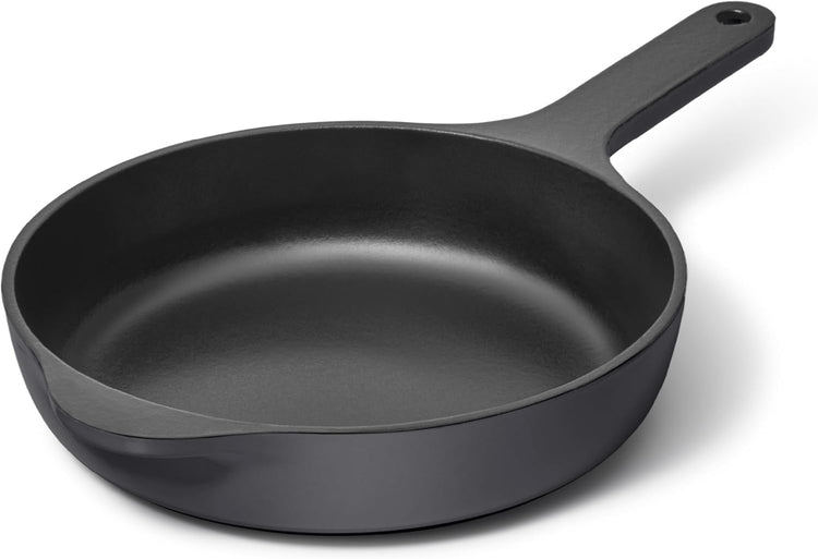 Caraway Cast Iron Skillet - 8” Enameled Cast Iron Pan With 3 Layer Enamel Coating - No Seasoning Required - Compatible With All Stovetops - Free From Forever Chemicals - Charcoal - Nestoria