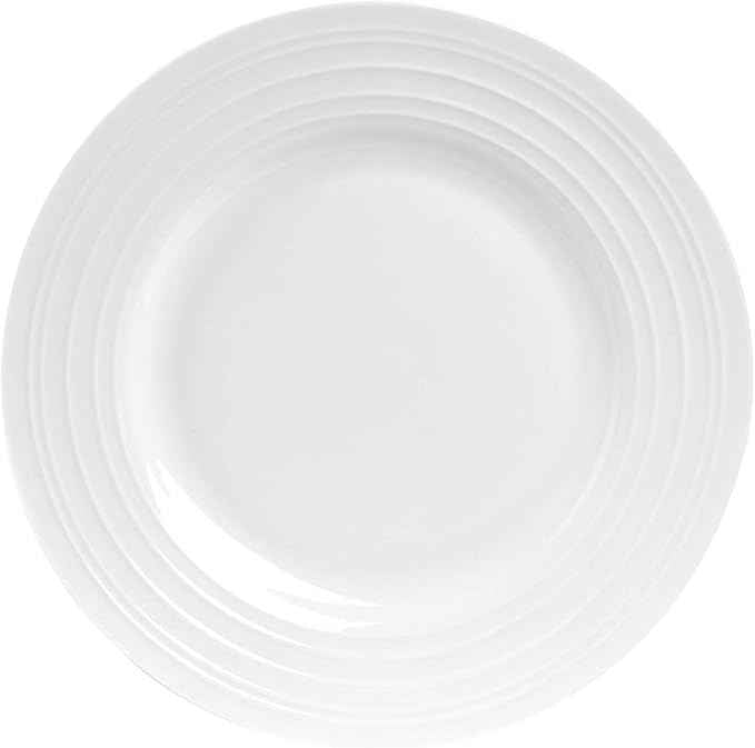 Stone lain Bone China Round Swirl Design 32 Piece Dinnerware Set, White